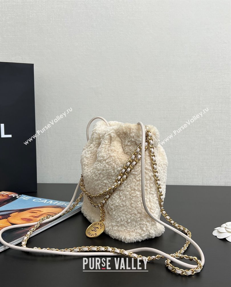 Chanel Shearling 22 Mini Shopping bag Light Beige 2024 AS3980 (yezi-241107065)