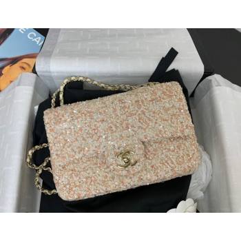 Chanel Sequins Mini Flap Evening Bag Beige/Orange 2024 AS4297 (yezi-241107066)