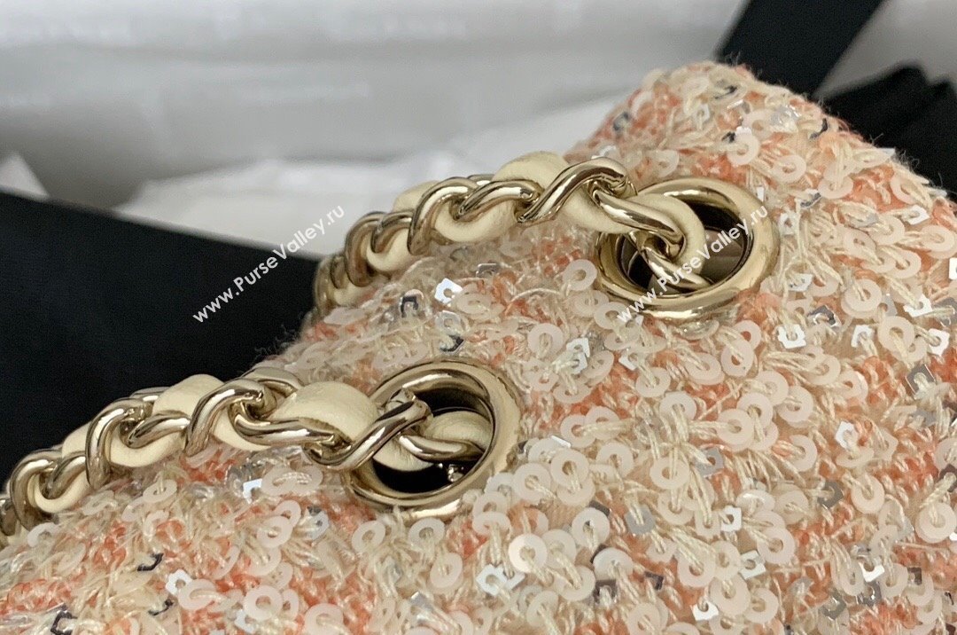 Chanel Sequins Mini Flap Evening Bag Beige/Orange 2024 AS4297 (yezi-241107066)