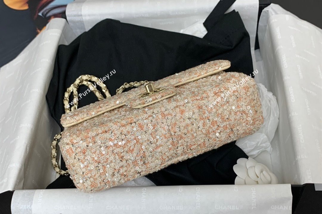 Chanel Sequins Mini Flap Evening Bag Beige/Orange 2024 AS4297 (yezi-241107066)