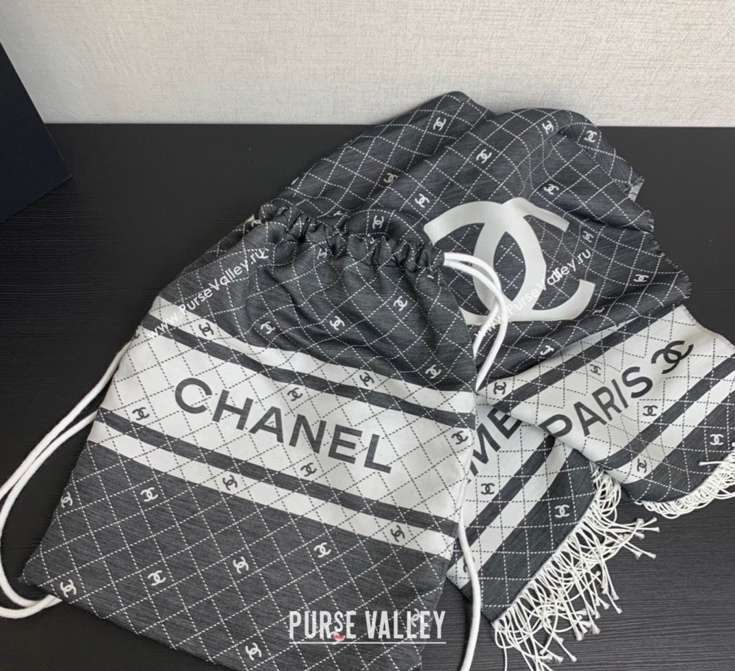 Chanel Backpack bag Blanket Set Grey/White 2024 1107 (yezi-241107069)