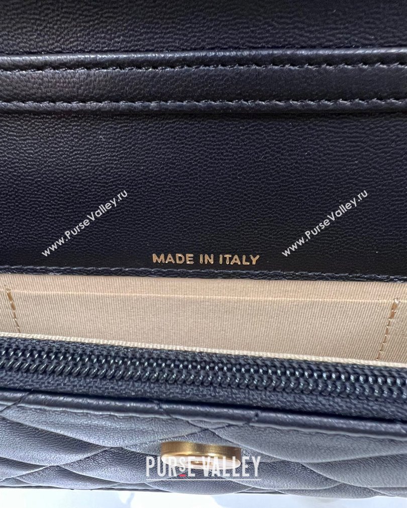 Chanel Lambskin Phone Holder with Chain and Gold-Tone Ball AP3071 Black 2024 (yezi-241107073)