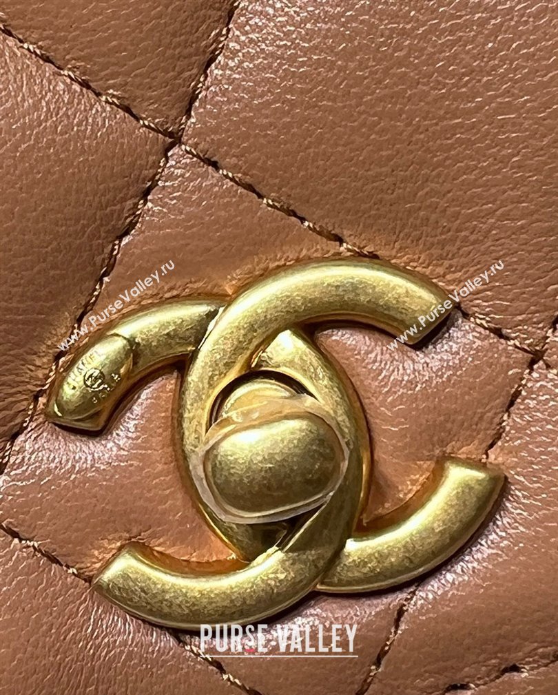 Chanel Lambskin Wallet on Chain WOC with Gold-Tone Ball AP1450 Brown 2024 (yezi-241107074)