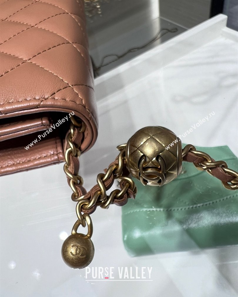 Chanel Lambskin Wallet on Chain WOC with Gold-Tone Ball AP1450 Brown 2024 (yezi-241107074)