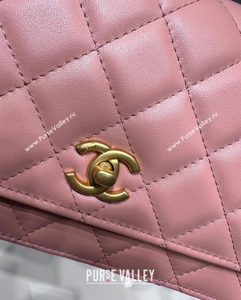 Chanel Lambskin Wallet on Chain WOC with Gold-Tone Ball AP1450 Light Pink 2024 (yezi-241107076)