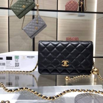 Chanel Lambskin Wallet on Chain WOC with Gold-Tone Ball AP1450 Black 2024 (yezi-241107079)