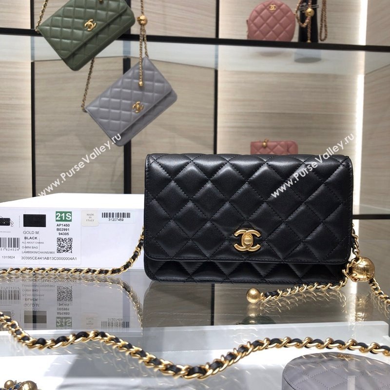 Chanel Lambskin Wallet on Chain WOC with Gold-Tone Ball AP1450 Black 2024 (yezi-241107079)