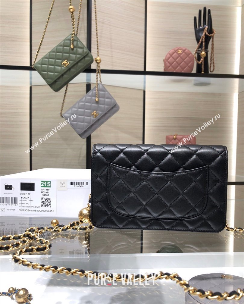 Chanel Lambskin Wallet on Chain WOC with Gold-Tone Ball AP1450 Black 2024 (yezi-241107079)