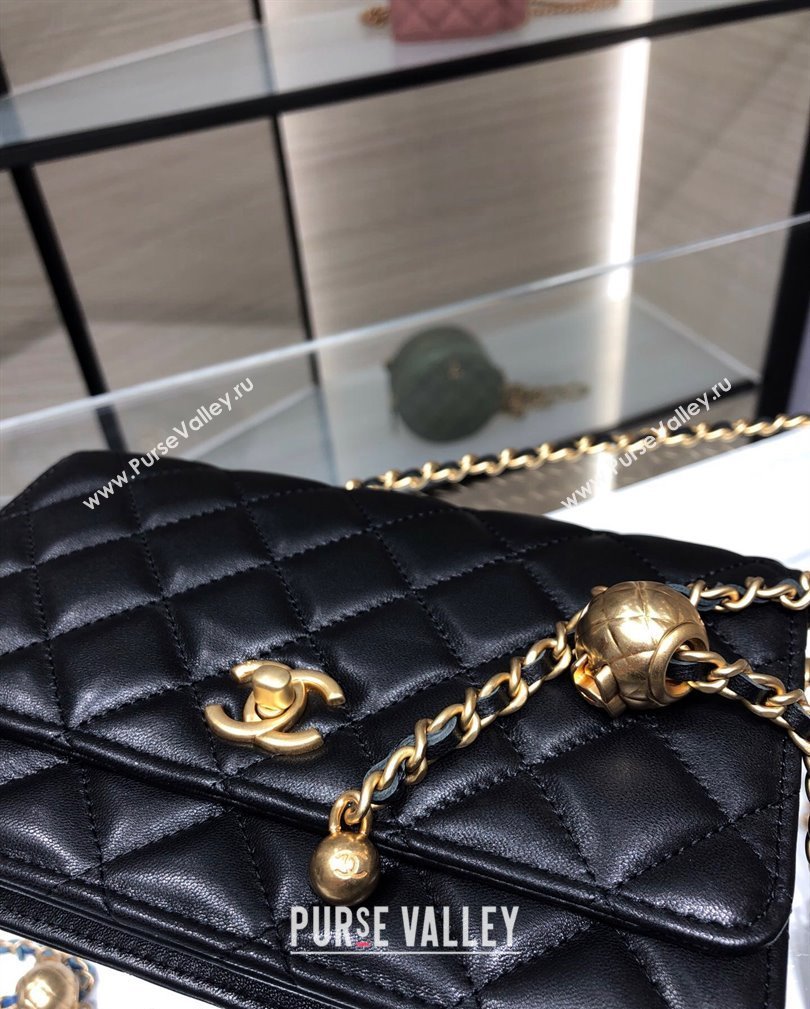 Chanel Lambskin Wallet on Chain WOC with Gold-Tone Ball AP1450 Black 2024 (yezi-241107079)