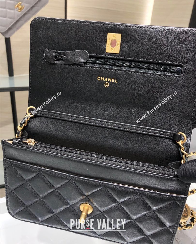 Chanel Lambskin Wallet on Chain WOC with Gold-Tone Ball AP1450 Black 2024 (yezi-241107079)