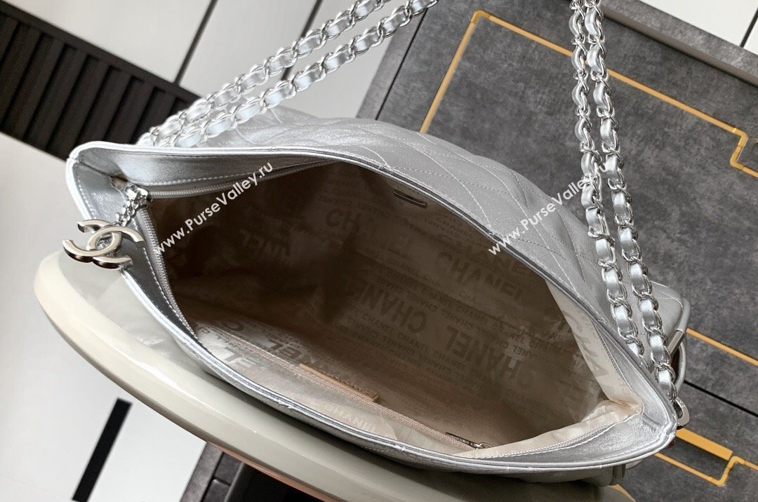 Chanel Lambskin Large Hobo bag Silver 2024 CH110703 (yezi-241107085)