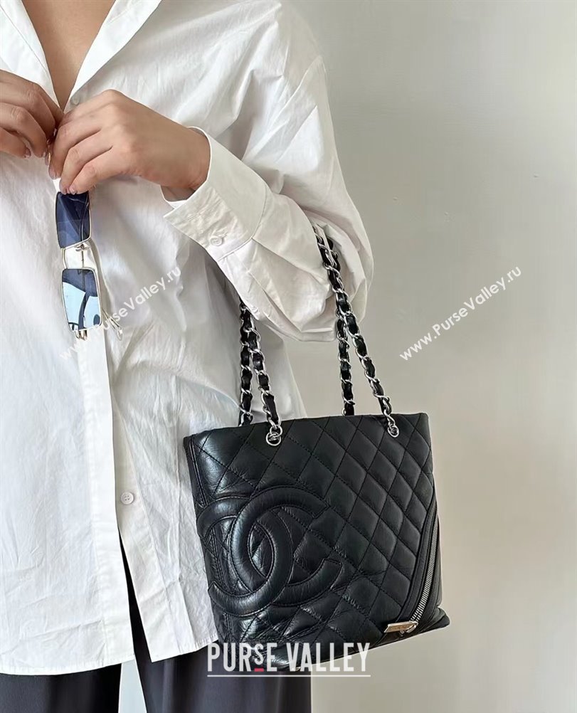 Chanel Lambskin Bucket Bag Black 2024 A25168 (yezi-241107020)