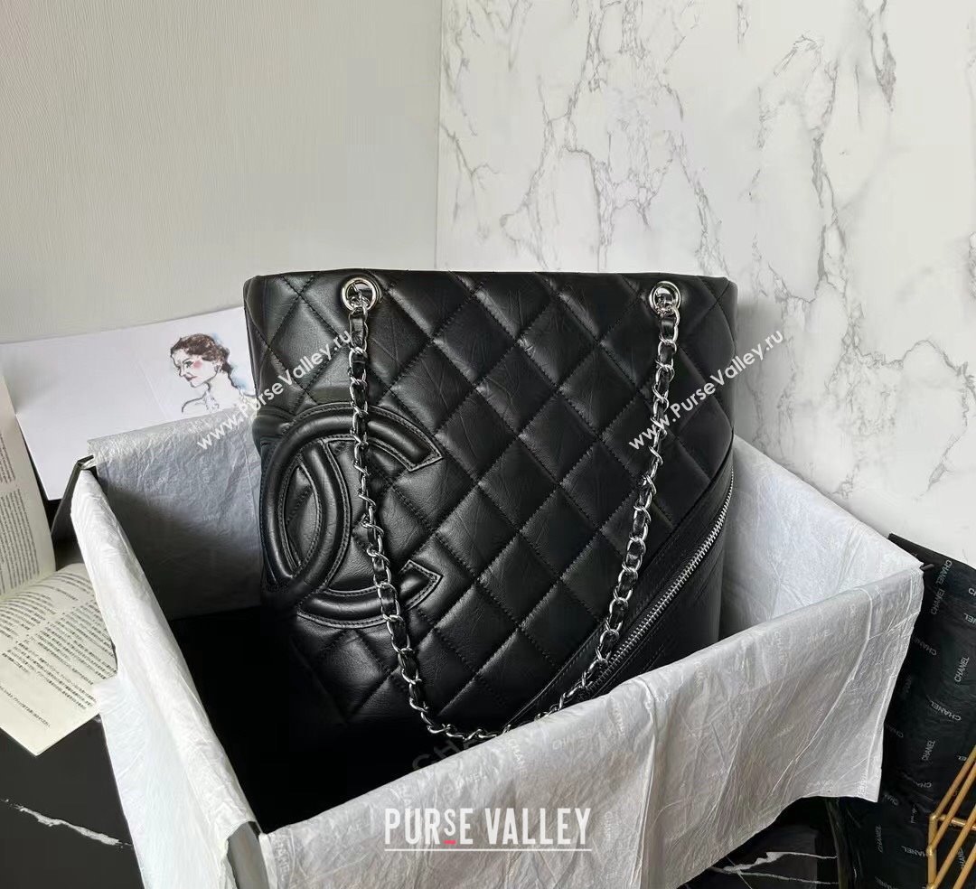 Chanel Lambskin Bucket Bag Black 2024 A25168 (yezi-241107020)