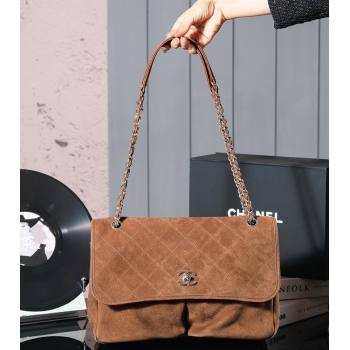 Chanel Vintage Suede Flap Bag Brown 2024 1108 (yezi-241107100)