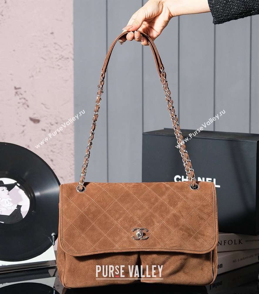 Chanel Vintage Suede Flap Bag Brown 2024 1108 (yezi-241107100)