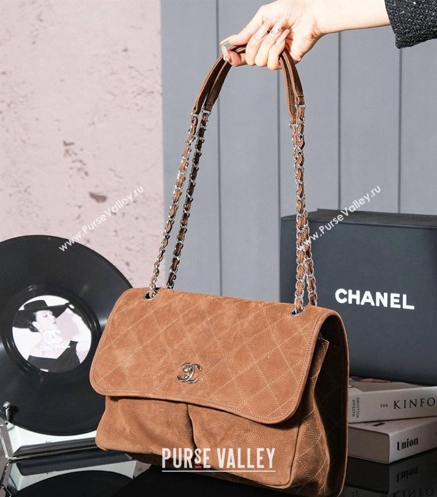 Chanel Vintage Suede Flap Bag Brown 2024 1108 (yezi-241107100)