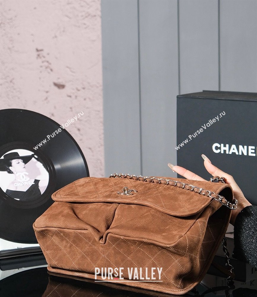 Chanel Vintage Suede Flap Bag Brown 2024 1108 (yezi-241107100)