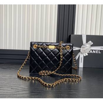 Chanel Shiny Lambskin Small Shopping Bag with CC Stud Chain Black 2024 AS5204 (yezi-241107116)