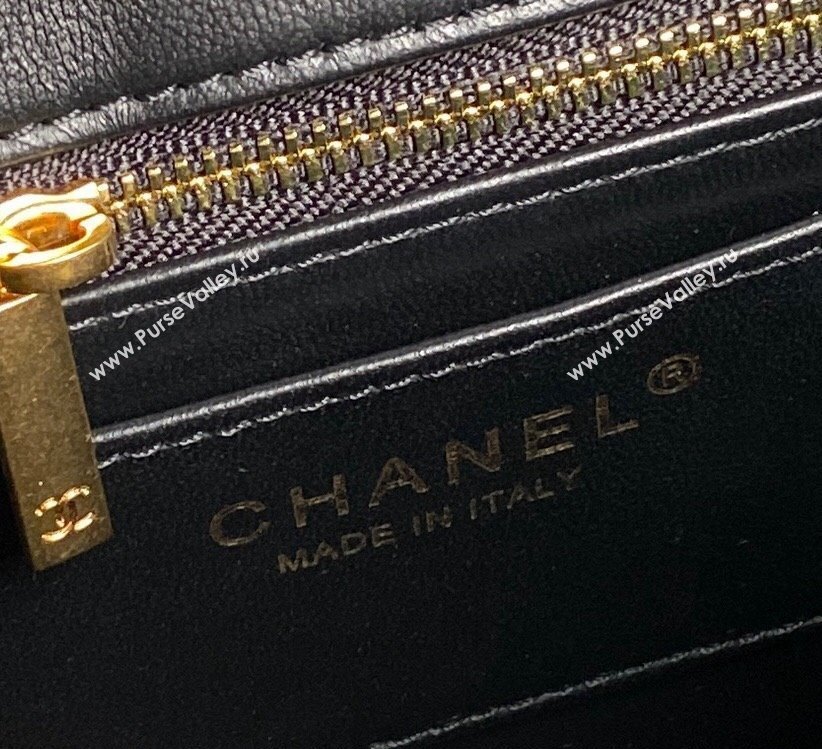 Chanel Shiny Lambskin Small Shopping Bag with CC Stud Chain Black 2024 AS5204 (yezi-241107116)