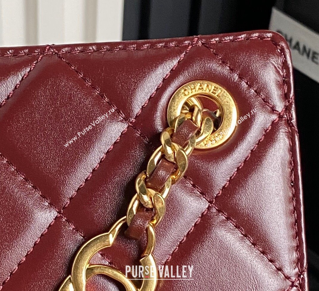 Chanel Shiny Lambskin Small Shopping Bag with CC Stud Chain Burgundy 2024 AS5204 (yezi-241107117)