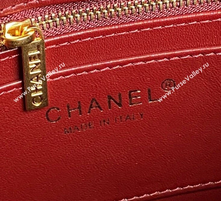 Chanel Shiny Lambskin Small Shopping Bag with CC Stud Chain Burgundy 2024 AS5204 (yezi-241107117)