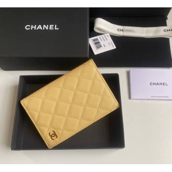 Chanel Grained Calfskin Passport Cover Yellow 2024 A80385 (yezi-241107086)