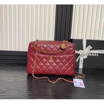 Chanel Shiny Lambskin Medium Camera Case bag Burgundy 2024 AS5187 (yezi-241107055)