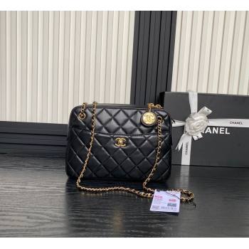 Chanel Shiny Lambskin Medium Camera Case bag Black 2024 AS5187 (yezi-241107057)