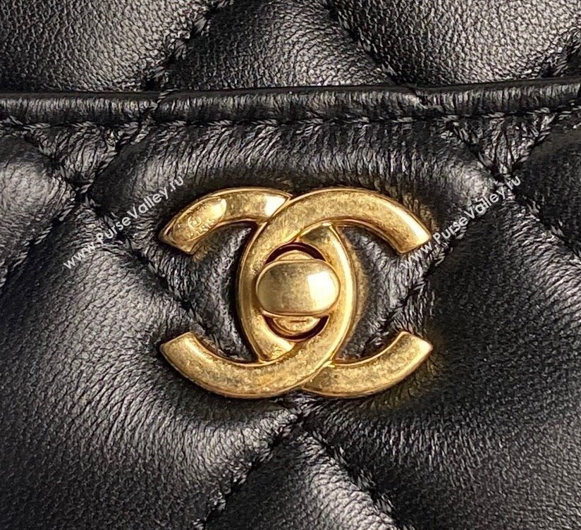 Chanel Shiny Lambskin Medium Camera Case bag Black 2024 AS5187 (yezi-241107057)