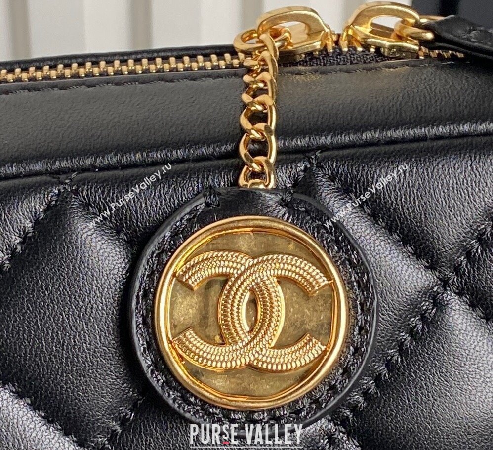 Chanel Shiny Lambskin Medium Camera Case bag Black 2024 AS5187 (yezi-241107057)