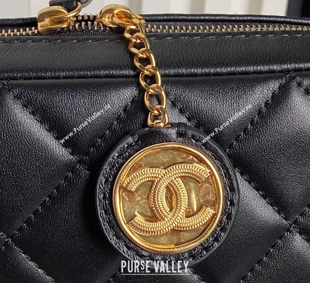 Chanel Shiny Lambskin Mini Camera Case bag Black 2024 AS5190 (yezi-241107060)