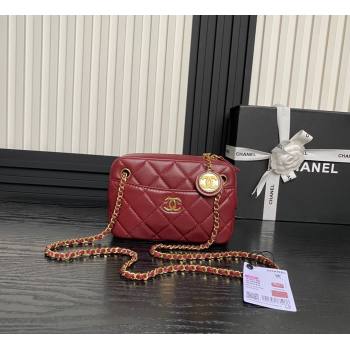 Chanel Shiny Lambskin Mini Camera Case bag Burgundy 2024 AS5190 (yezi-241107061)