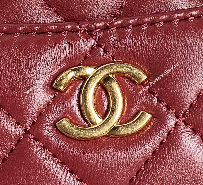 Chanel Shiny Lambskin Mini Camera Case bag Burgundy 2024 AS5190 (yezi-241107061)