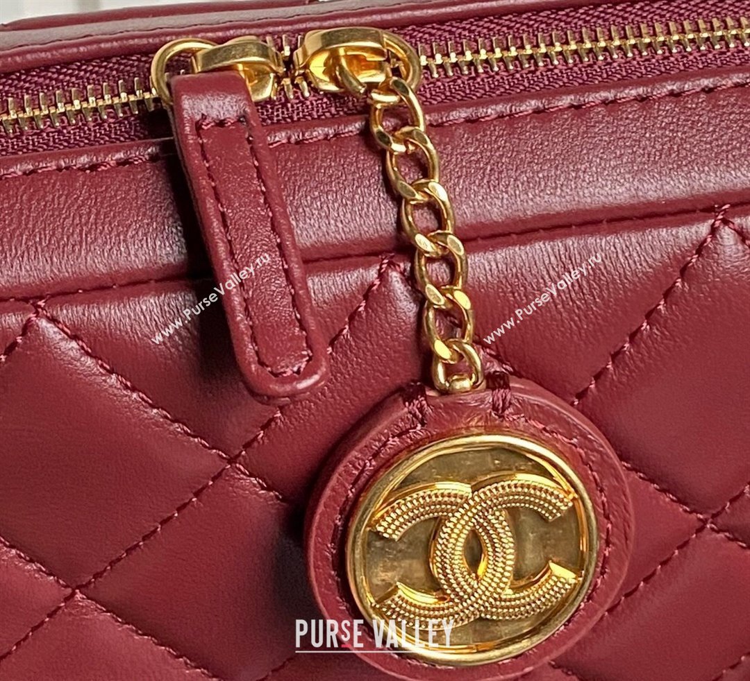 Chanel Shiny Lambskin Mini Camera Case bag Burgundy 2024 AS5190 (yezi-241107061)