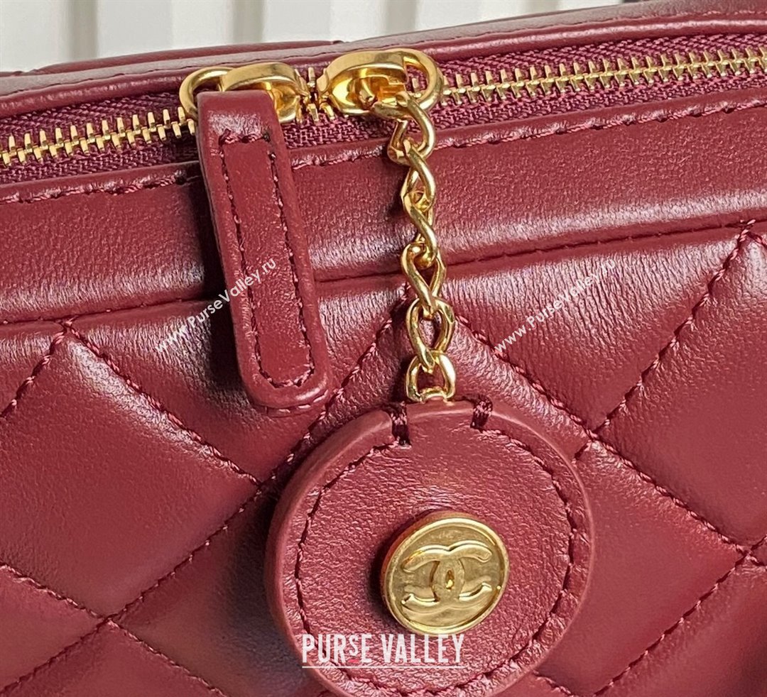 Chanel Shiny Lambskin Mini Camera Case bag Burgundy 2024 AS5190 (yezi-241107061)