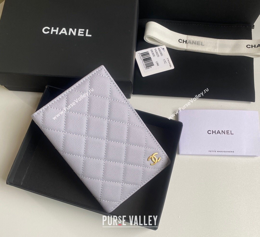 Chanel Grained Calfskin Passport Cover Light Purple 2024 A80385 (yezi-241107089)