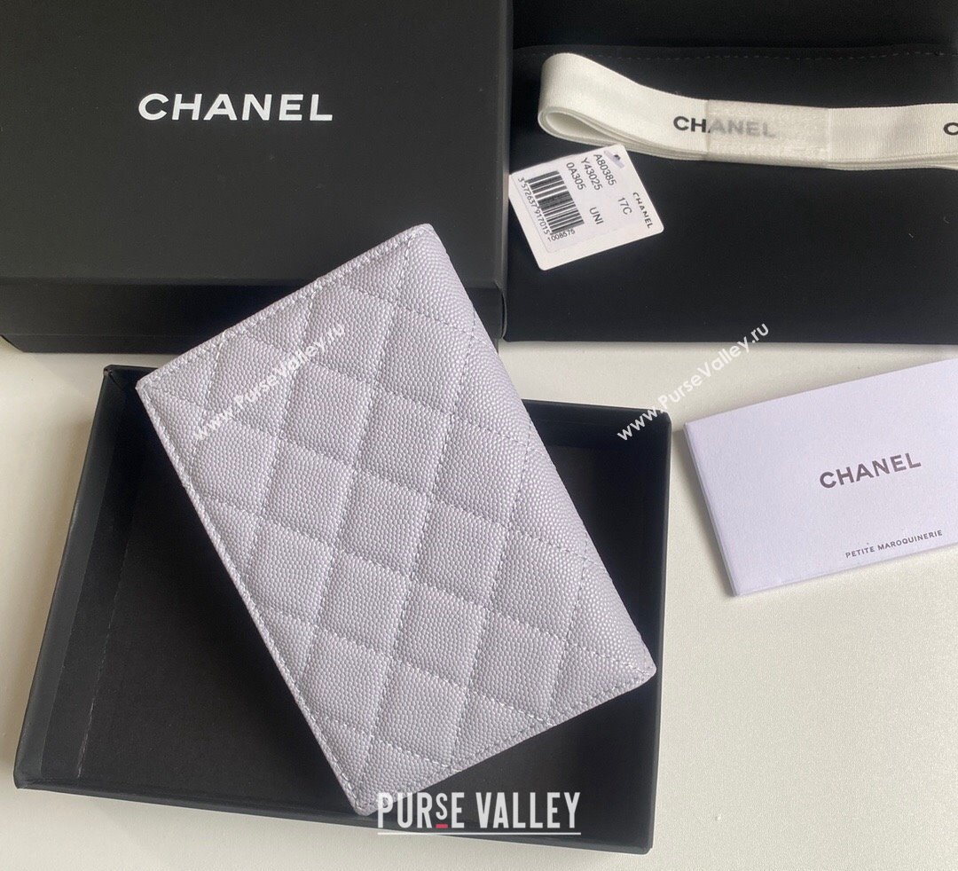 Chanel Grained Calfskin Passport Cover Light Purple 2024 A80385 (yezi-241107089)