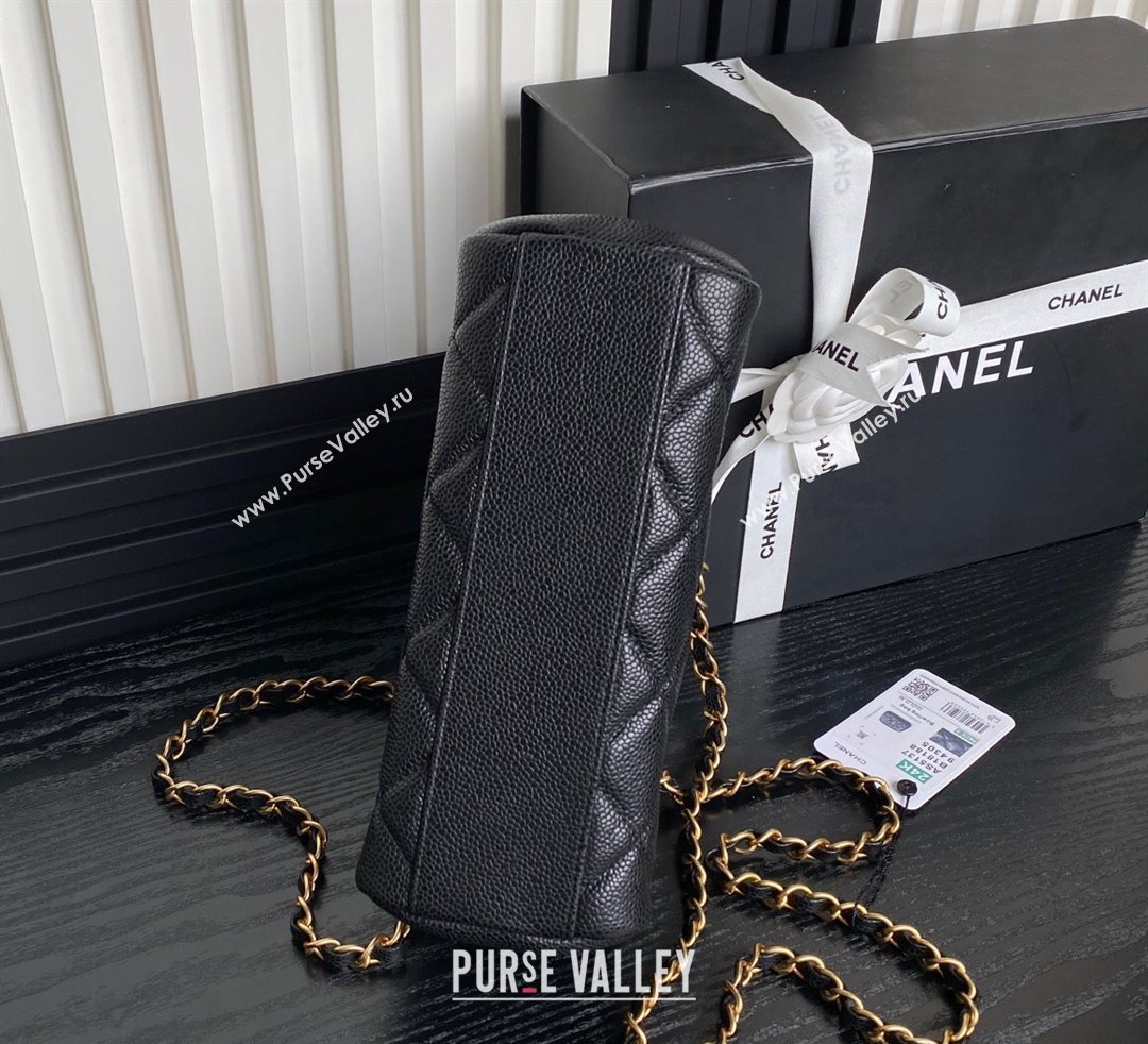 Chanel Grained Shiny Calfskin Small Bowling bag AS5137 Black 2024 (yezi-241107121)