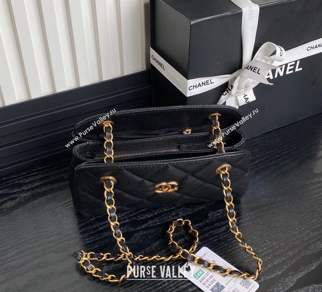 Chanel Grained Shiny Calfskin Small Bowling bag AS5137 Black 2024 (yezi-241107121)