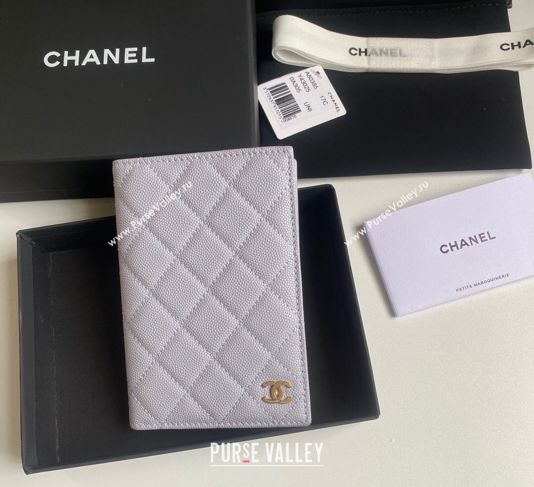 Chanel Grained Calfskin Passport Cover Light Purple 2024 A80385 (yezi-241107089)