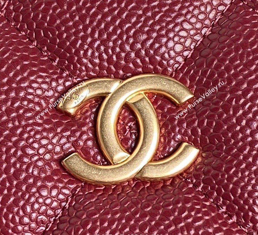 Chanel Grained Shiny Calfskin Small Bowling bag AS5137 Burgundy 2024 (yezi-241107122)