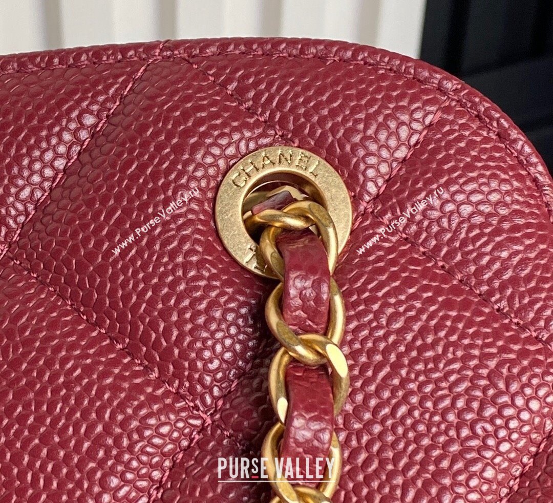 Chanel Grained Shiny Calfskin Small Bowling bag AS5137 Burgundy 2024 (yezi-241107122)