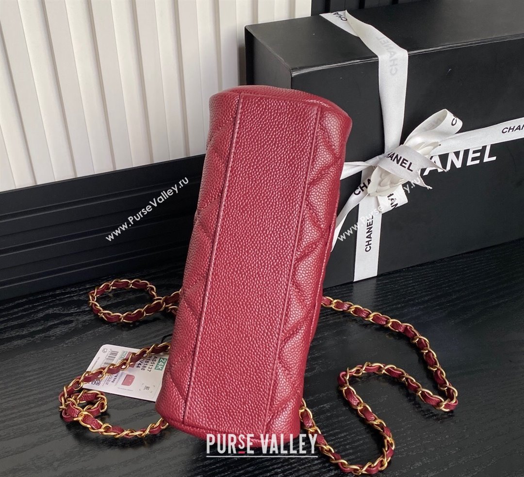 Chanel Grained Shiny Calfskin Small Bowling bag AS5137 Burgundy 2024 (yezi-241107122)