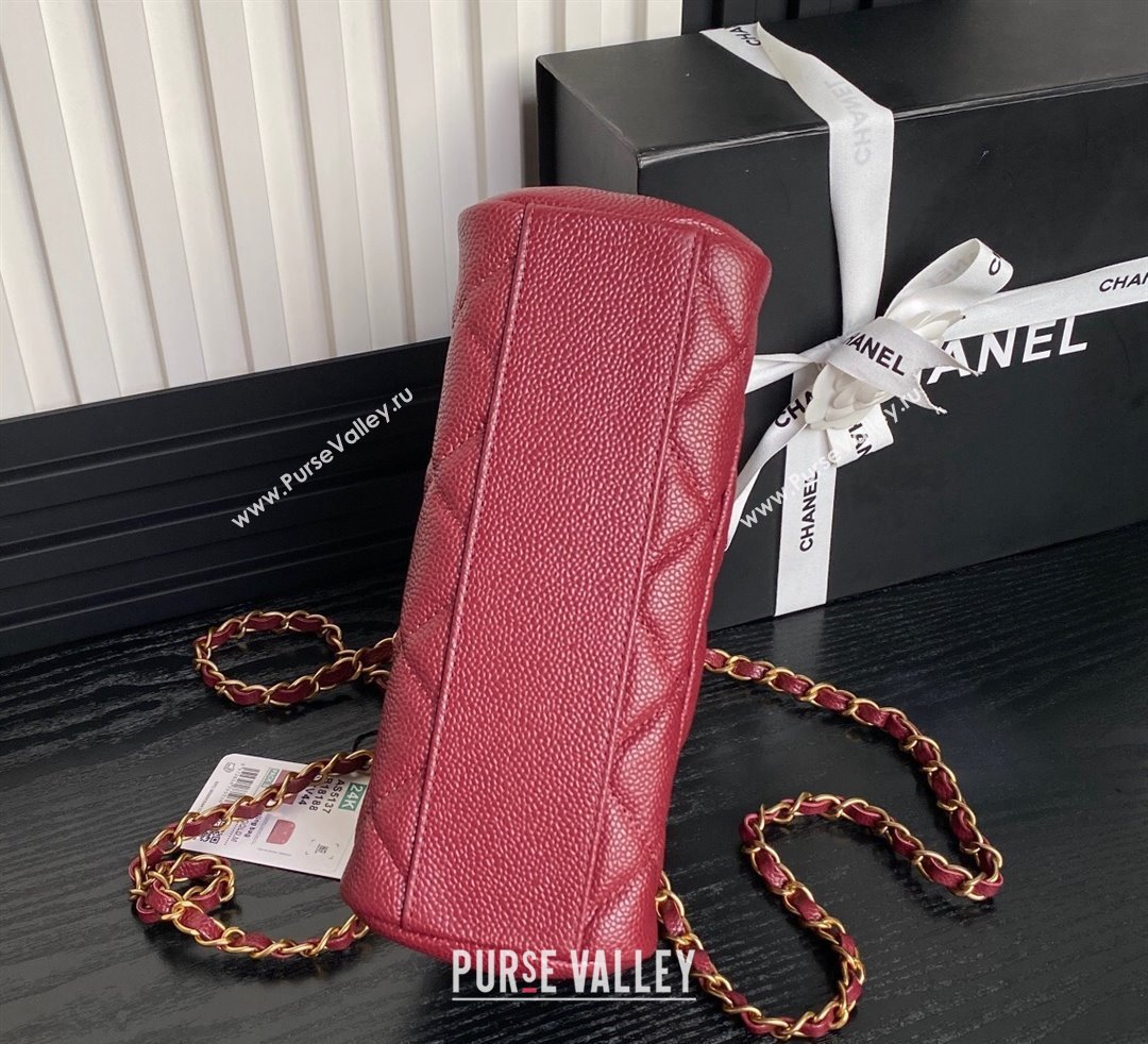 Chanel Grained Shiny Calfskin Small Bowling bag AS5137 Burgundy 2024 (yezi-241107122)