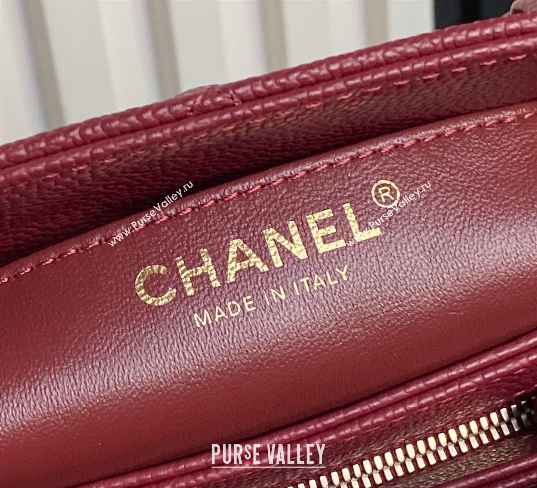 Chanel Grained Shiny Calfskin Small Bowling bag AS5137 Burgundy 2024 (yezi-241107122)