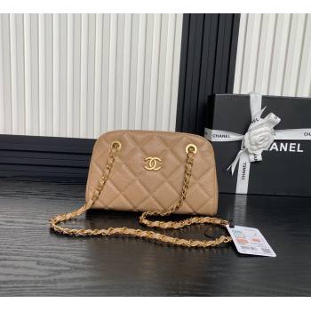 Chanel Grained Shiny Calfskin Small Bowling bag AS5137 Beige 2024 (yezi-241107123)