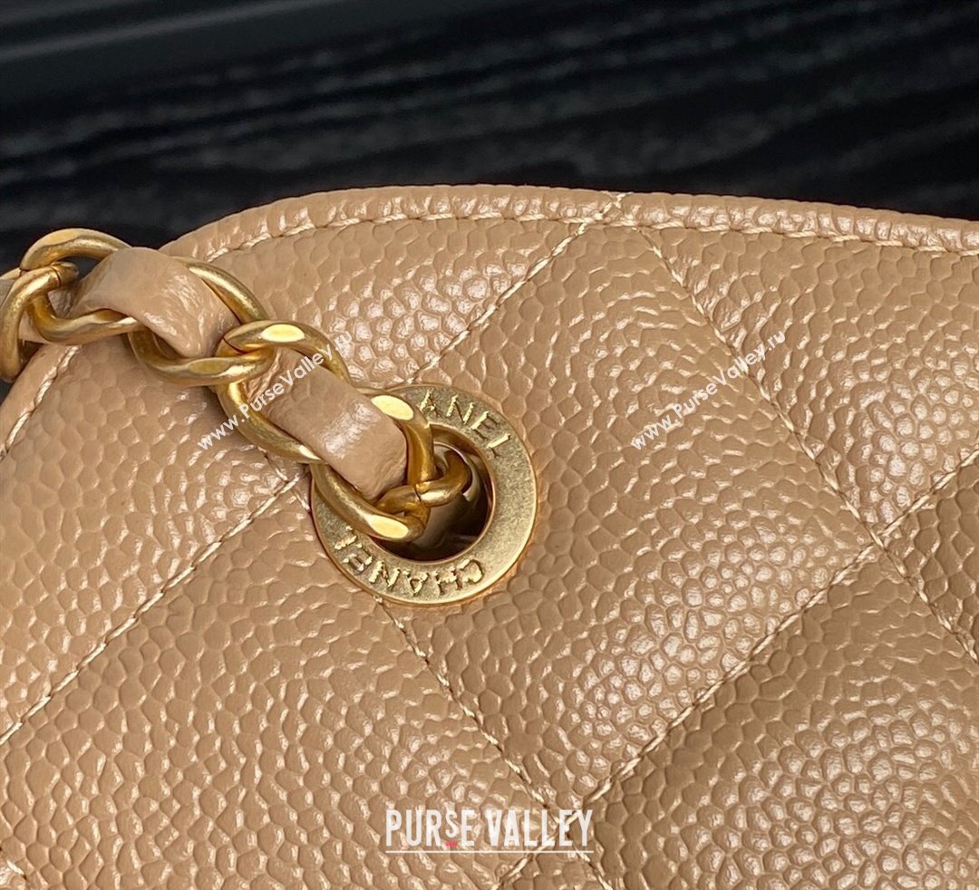 Chanel Grained Shiny Calfskin Small Bowling bag AS5137 Beige 2024 (yezi-241107123)