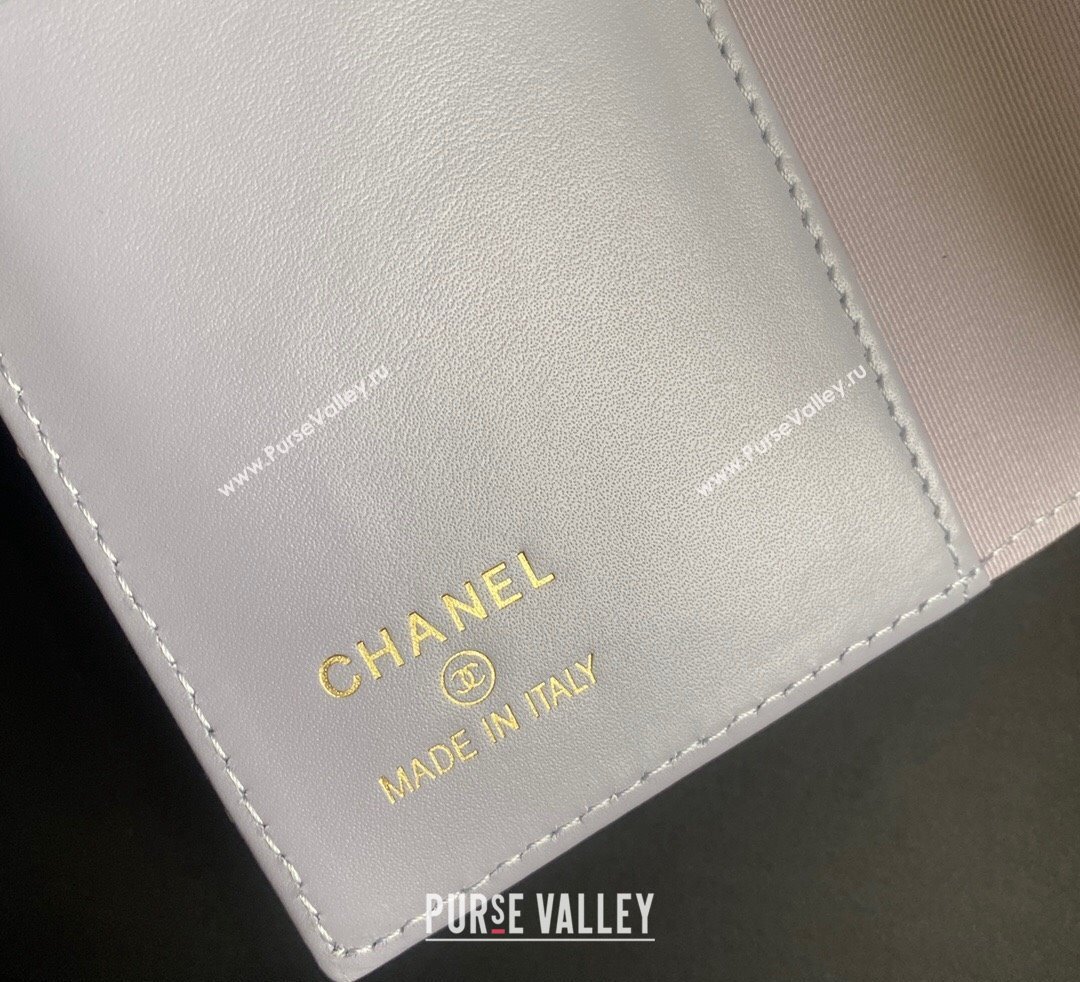 Chanel Grained Calfskin Passport Cover Light Purple 2024 A80385 (yezi-241107089)