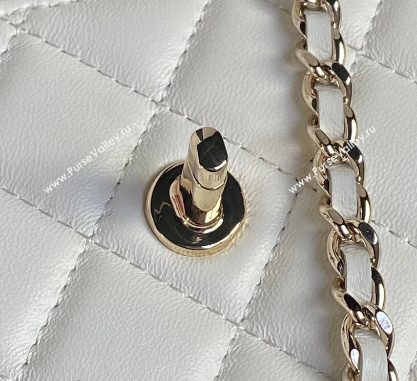 Chanel Lambskin Strass Clutch with Chain and Top Handle White 2024 AP4293 (yezi-241107127)