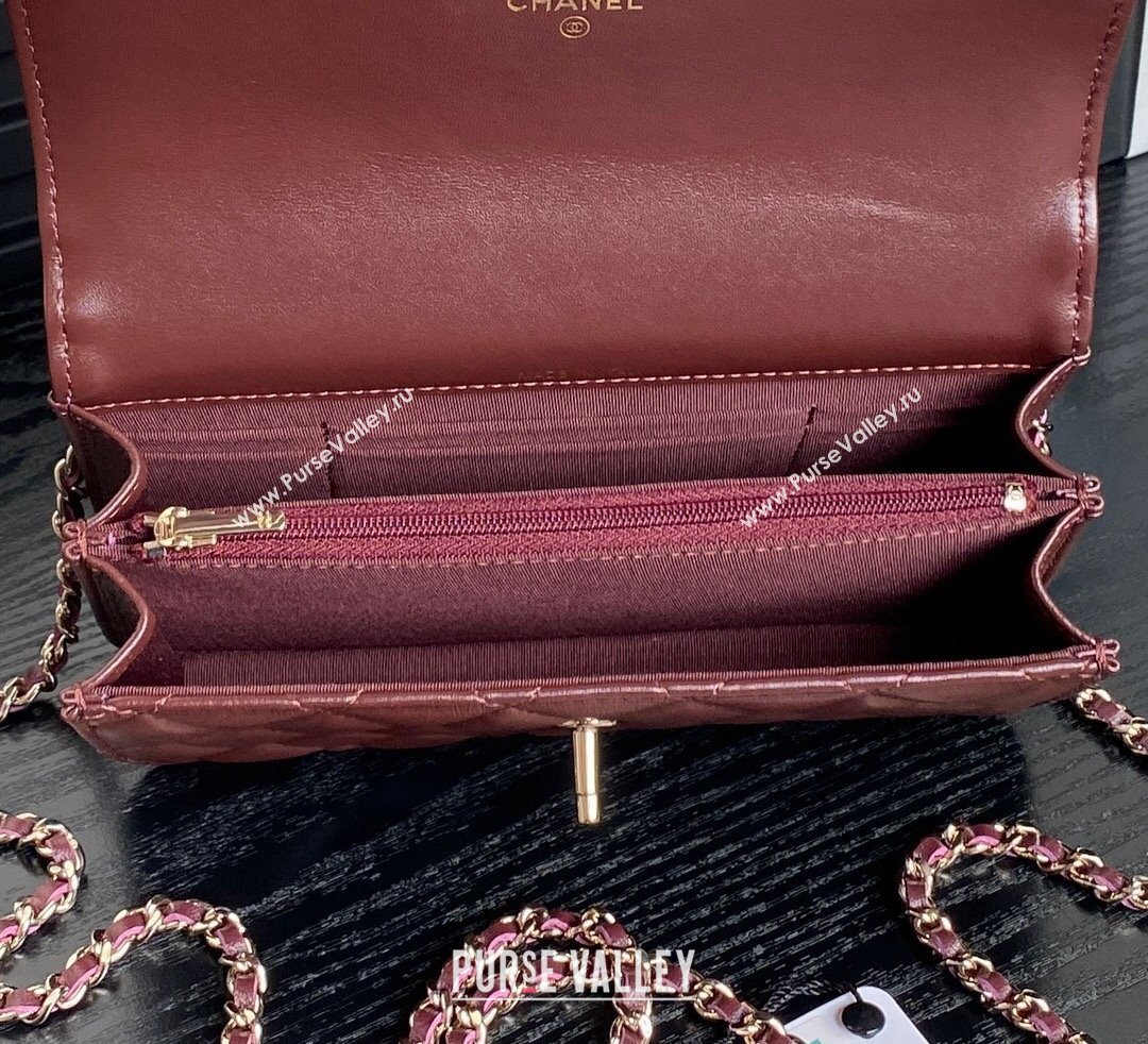 Chanel Lambskin Strass Clutch with Chain and Top Handle Dark Brown 2024 AP4293 (yezi-241107128)